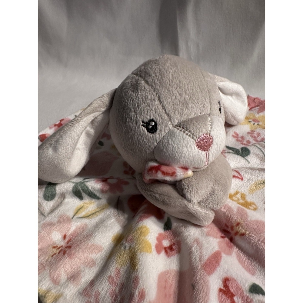 GERBER‎ Modern Moments Baby Plush Gray Bunny Lovey Floral Security Blanket